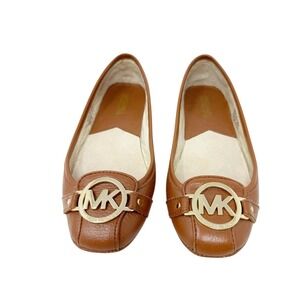 MICHAEL KORS FULTON LUGGAGE LEATHER FLATS 6